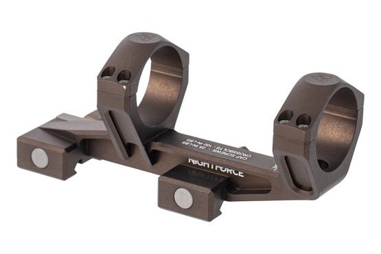 Nightforce 34mm UltraMount 1.54 inch scope mount in dark earth is made from aluminum, steel, and titanium